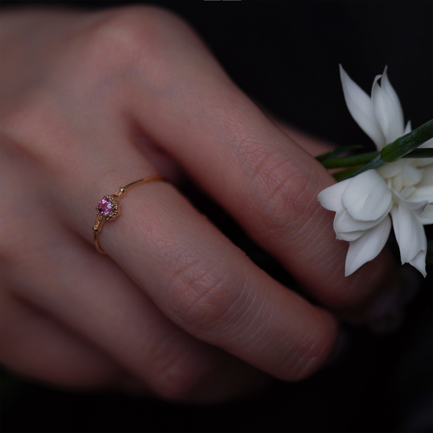 037 Rhodolite Garnet Ring “THIN LINE”