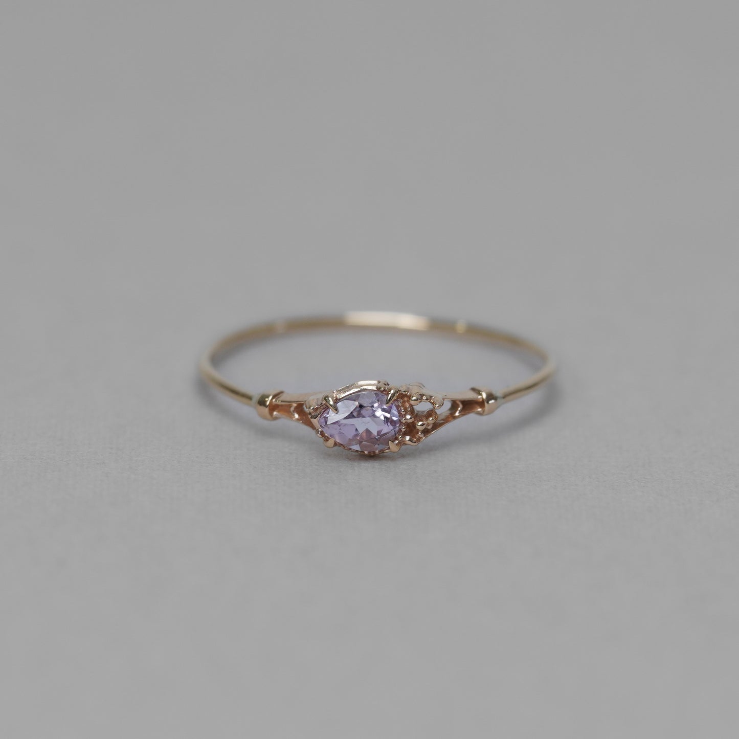 040 Rose Amethyst Ring “THIN LINE”