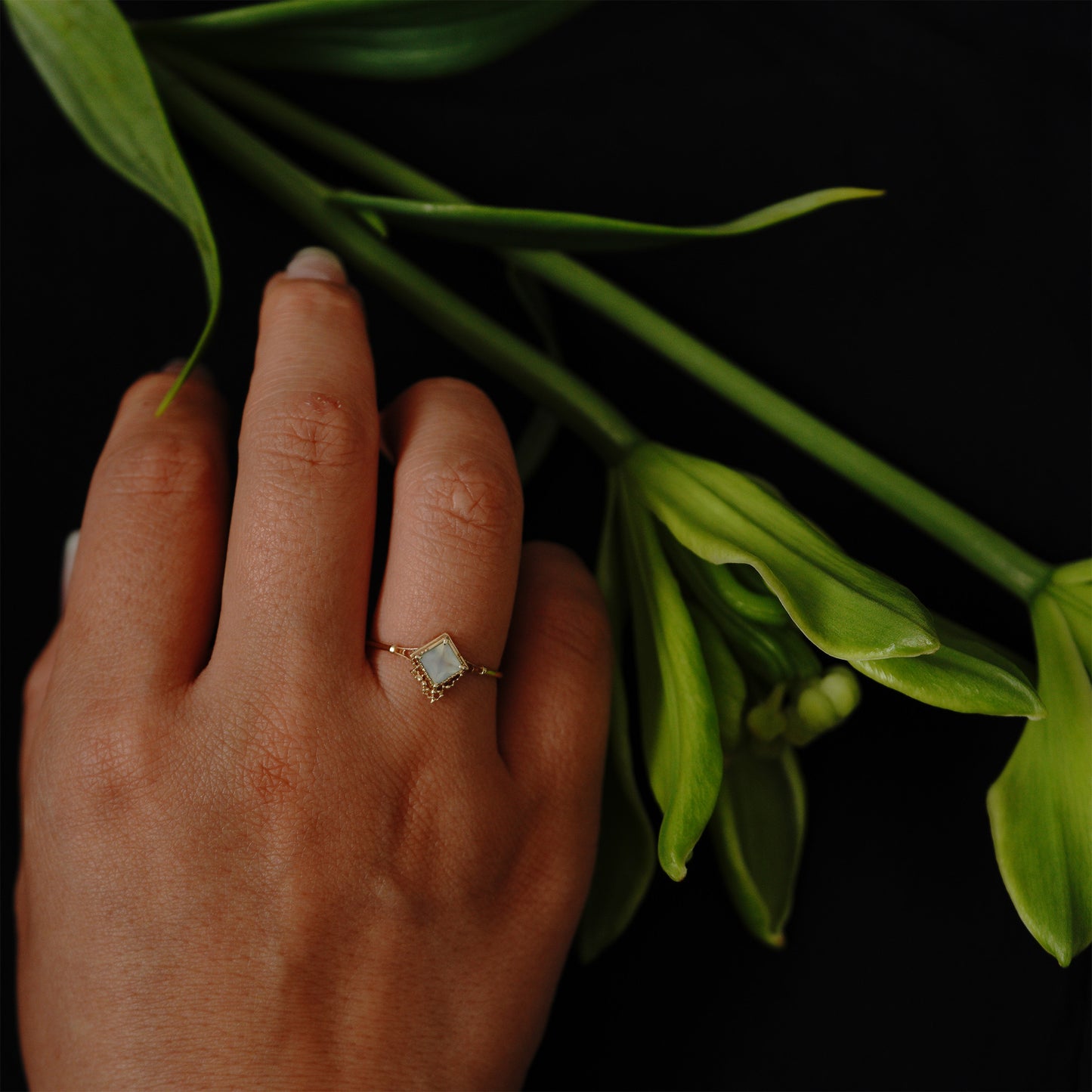 1087 Sea Chalcedony Ring