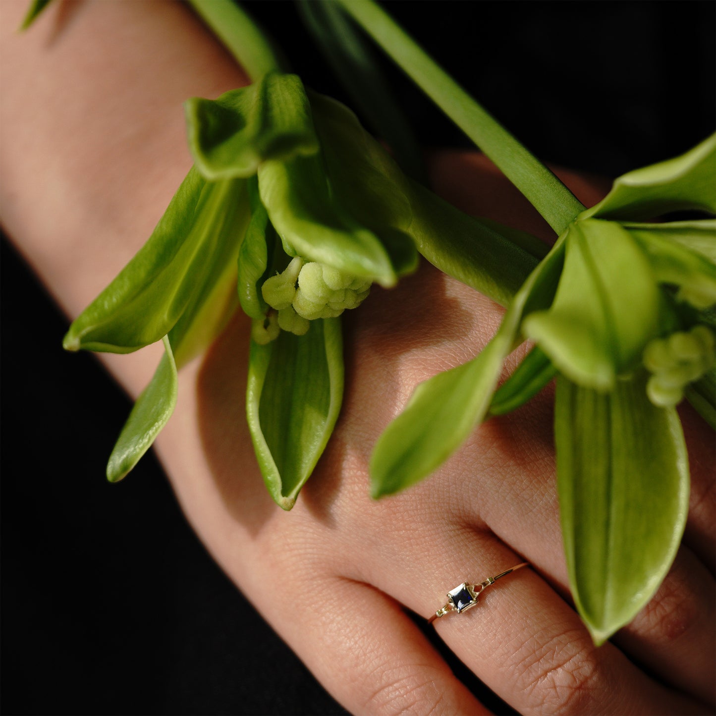 007 Blue Sapphire Ring “THIN LINE”
