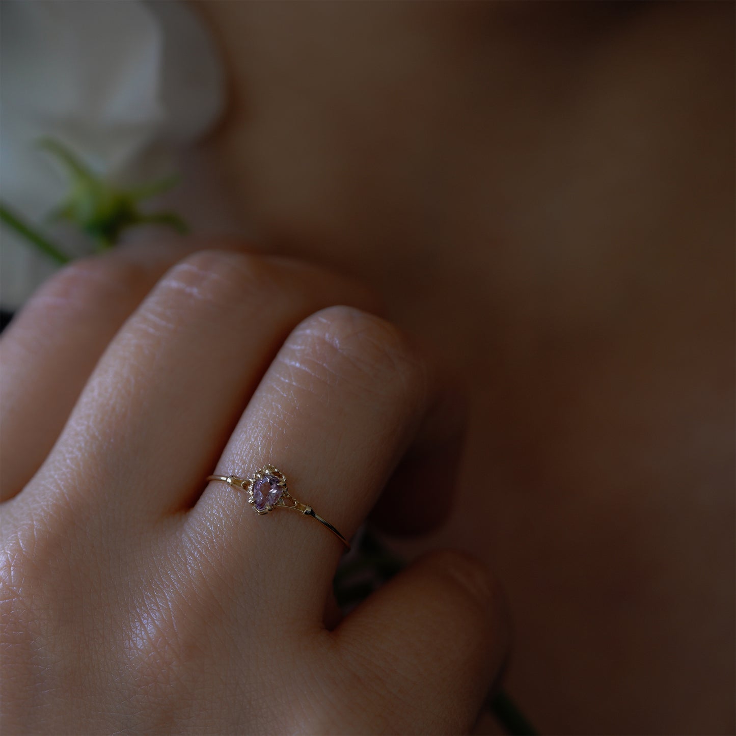 003 Rose Amethyst Ring “THIN LINE”