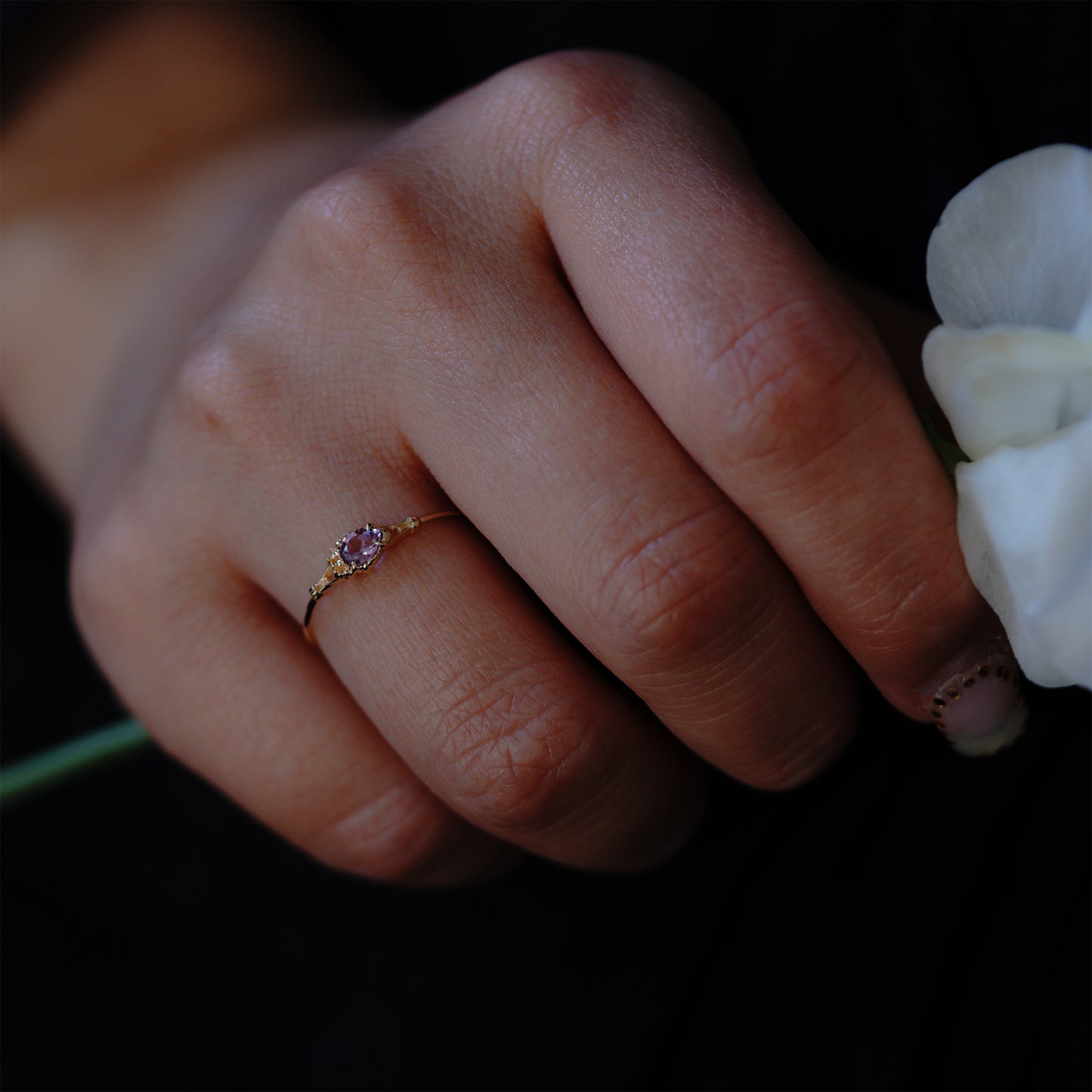 026 Rose Amethyst Ring “THIN LINE”