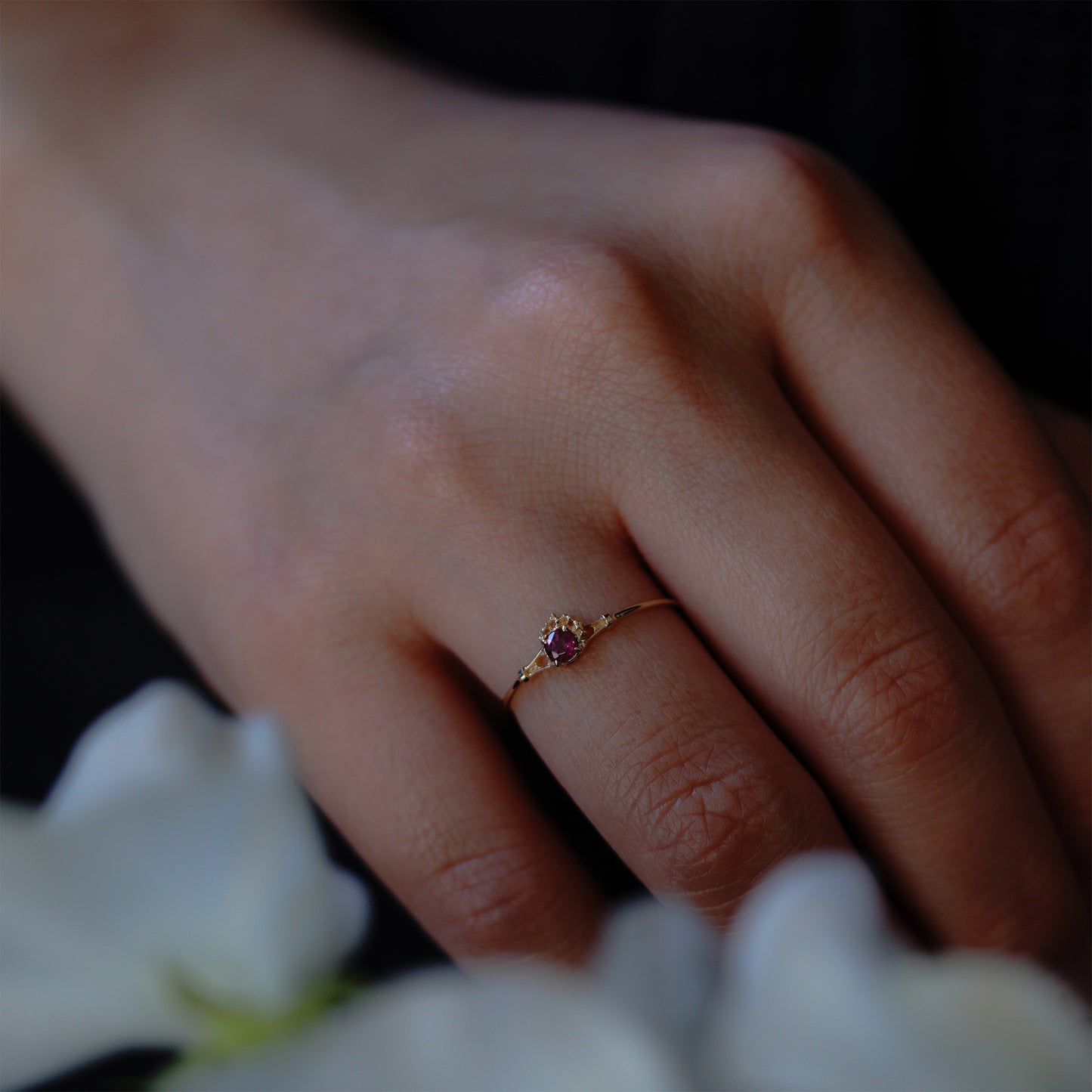 027 Rhodolite Garnet Ring “THIN LINE”