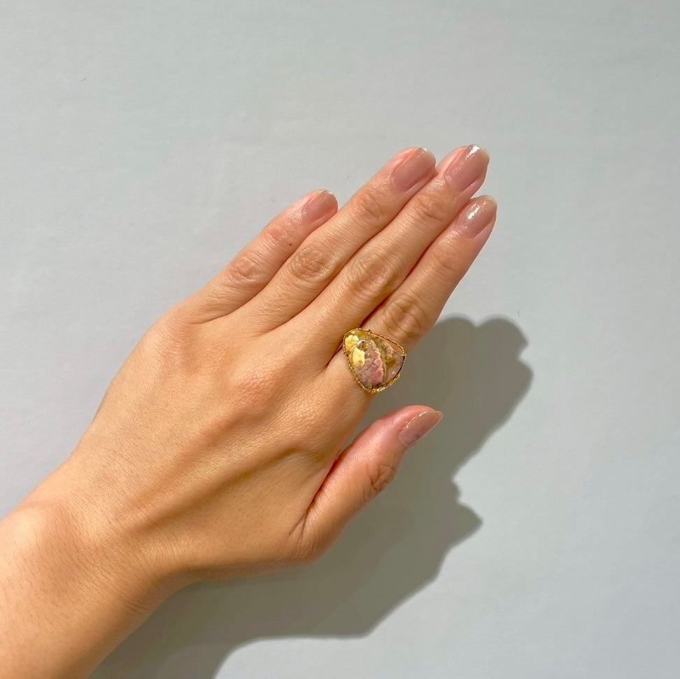 1424 Bague en Agate à panache de plumes