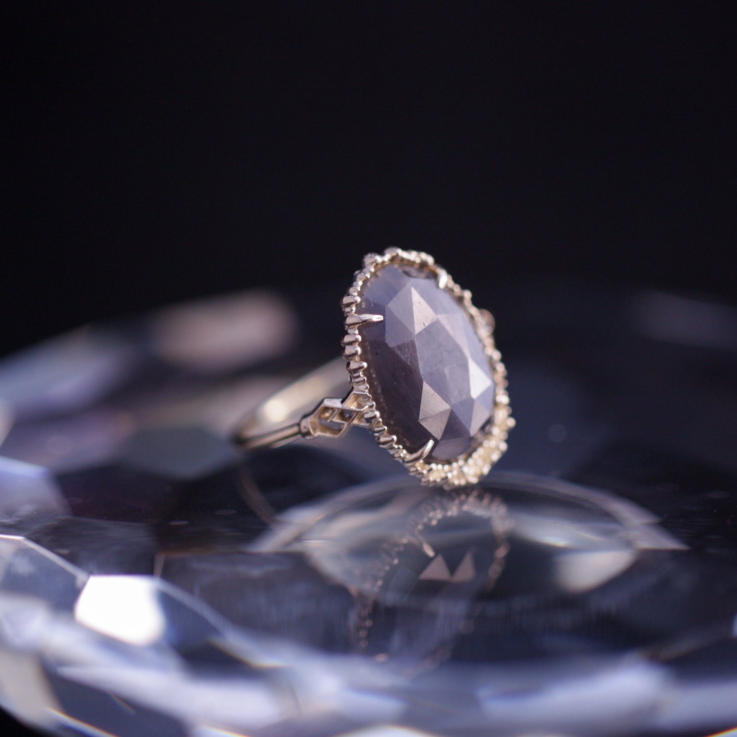 971 Sliver sheen sapphire Ring