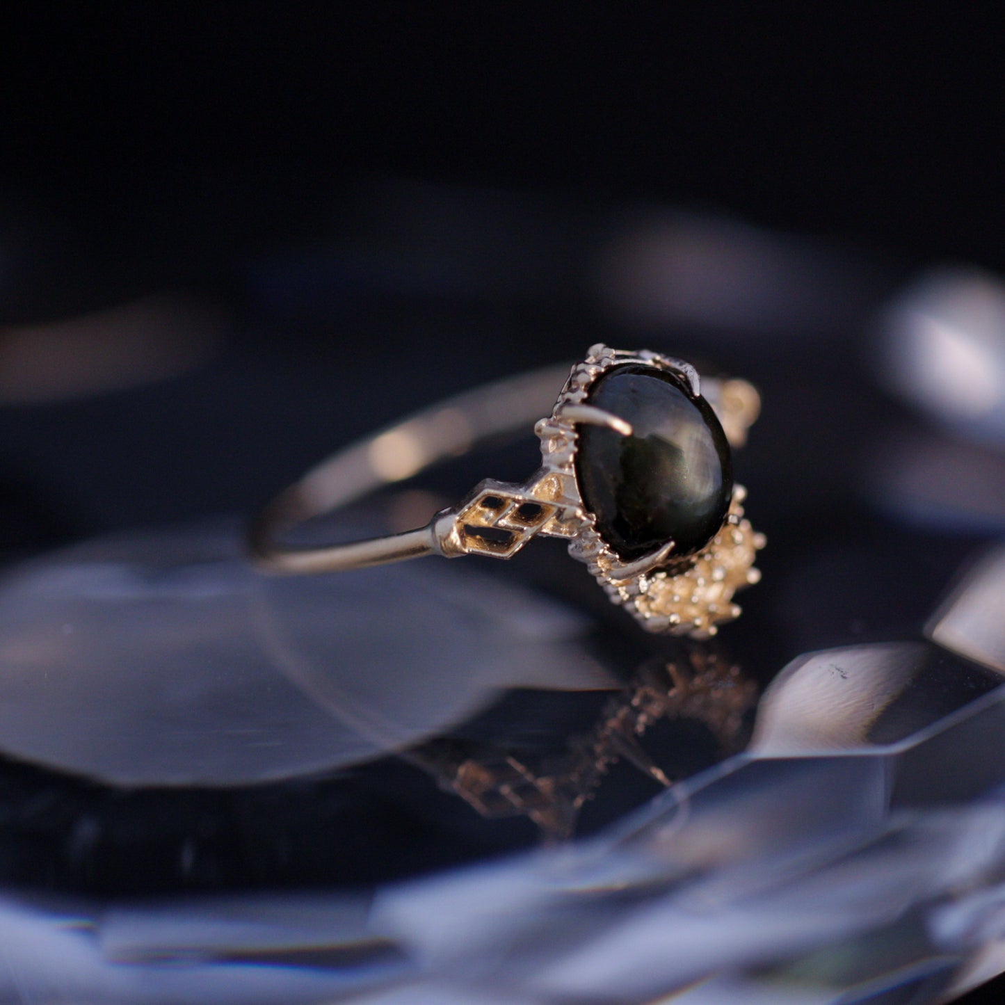 964 Black Star Sapphire Ring