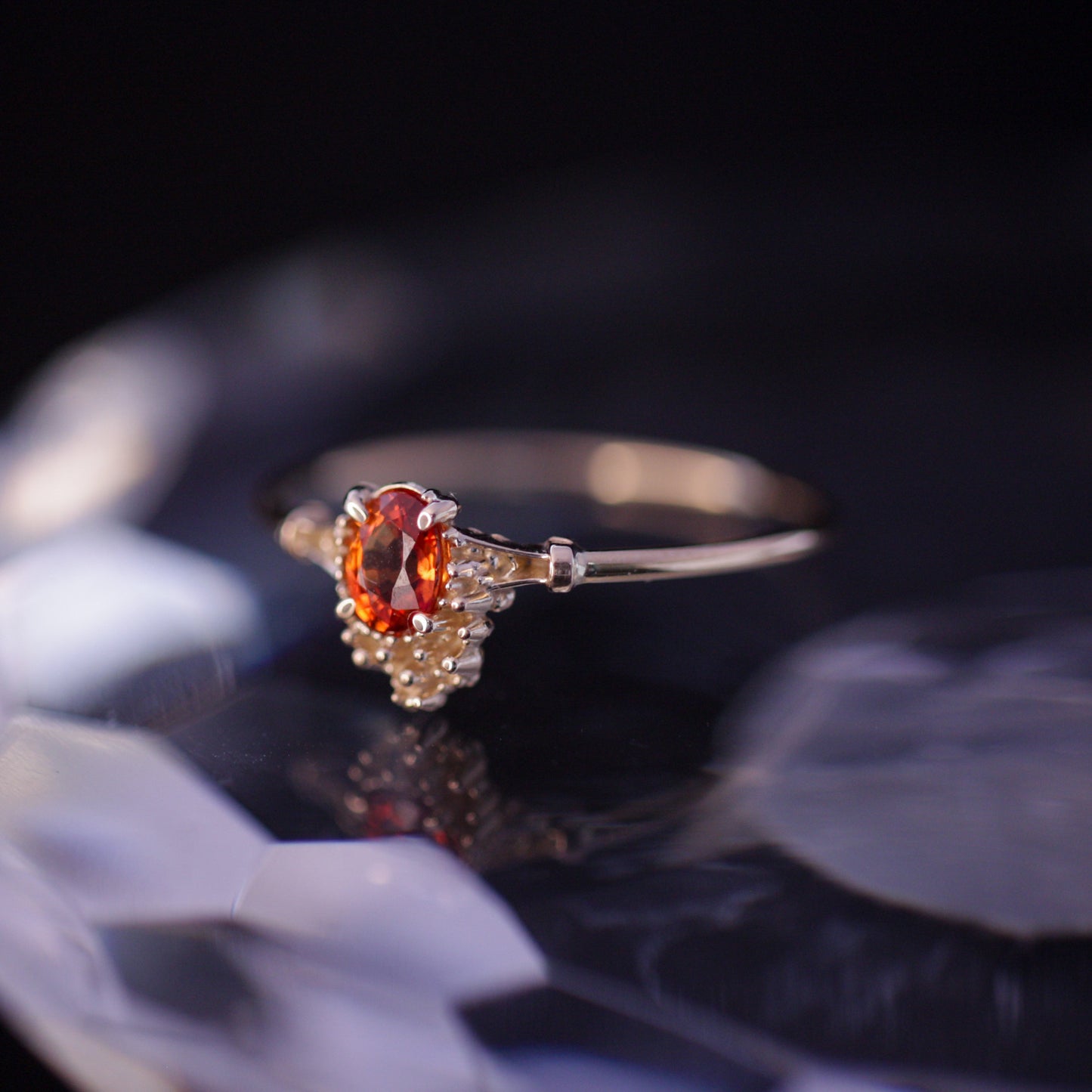 976 Orange Sapphire Ring