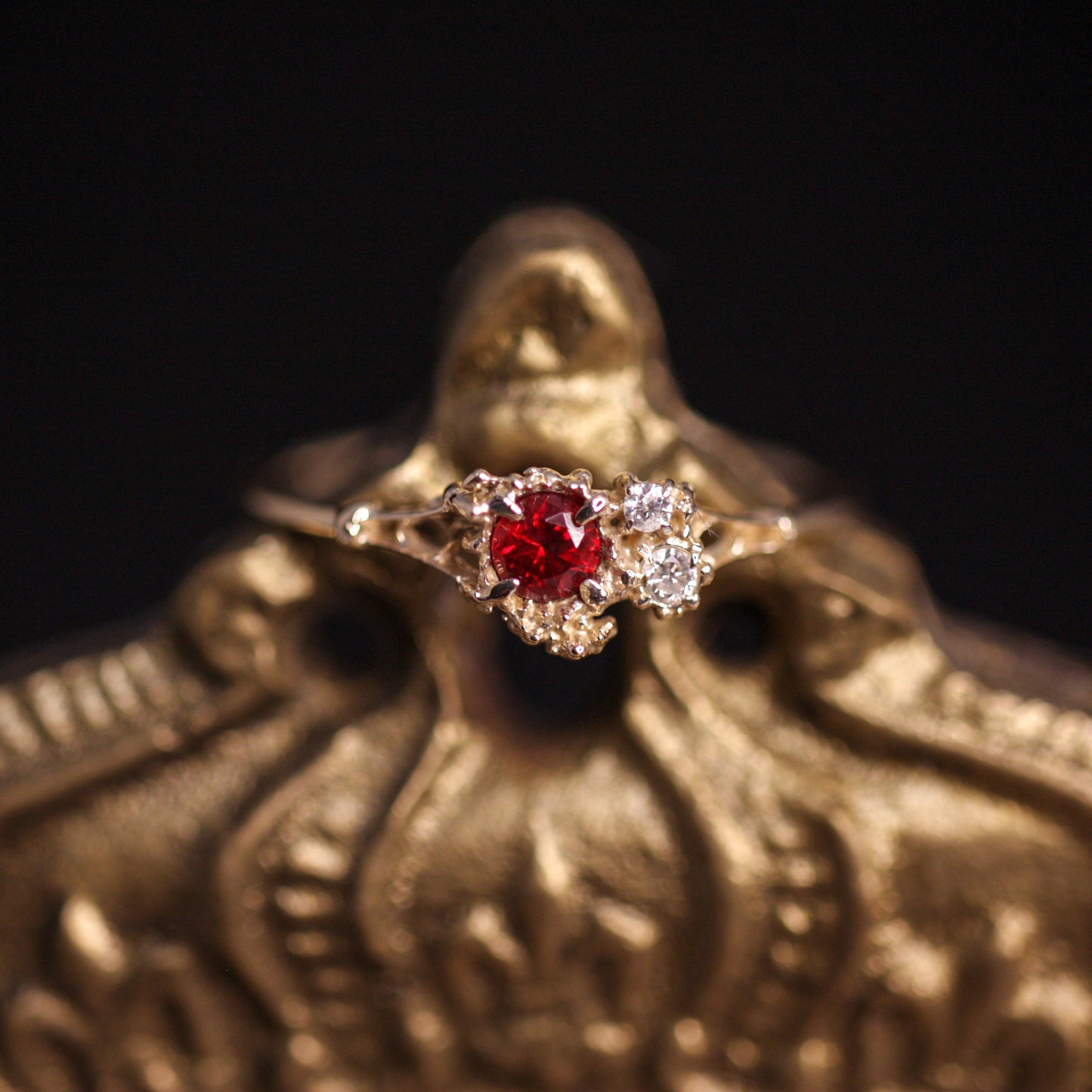 632 Spinelle rouge / Bague Diamant