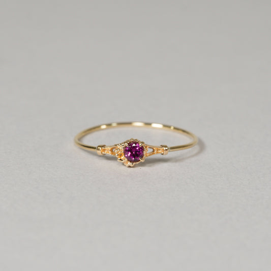 028 Rhodolite Garnet Ring “THIN LINE”