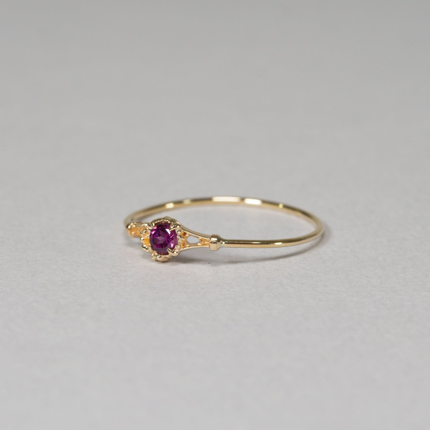028 Rhodolite Garnet Ring “THIN LINE”