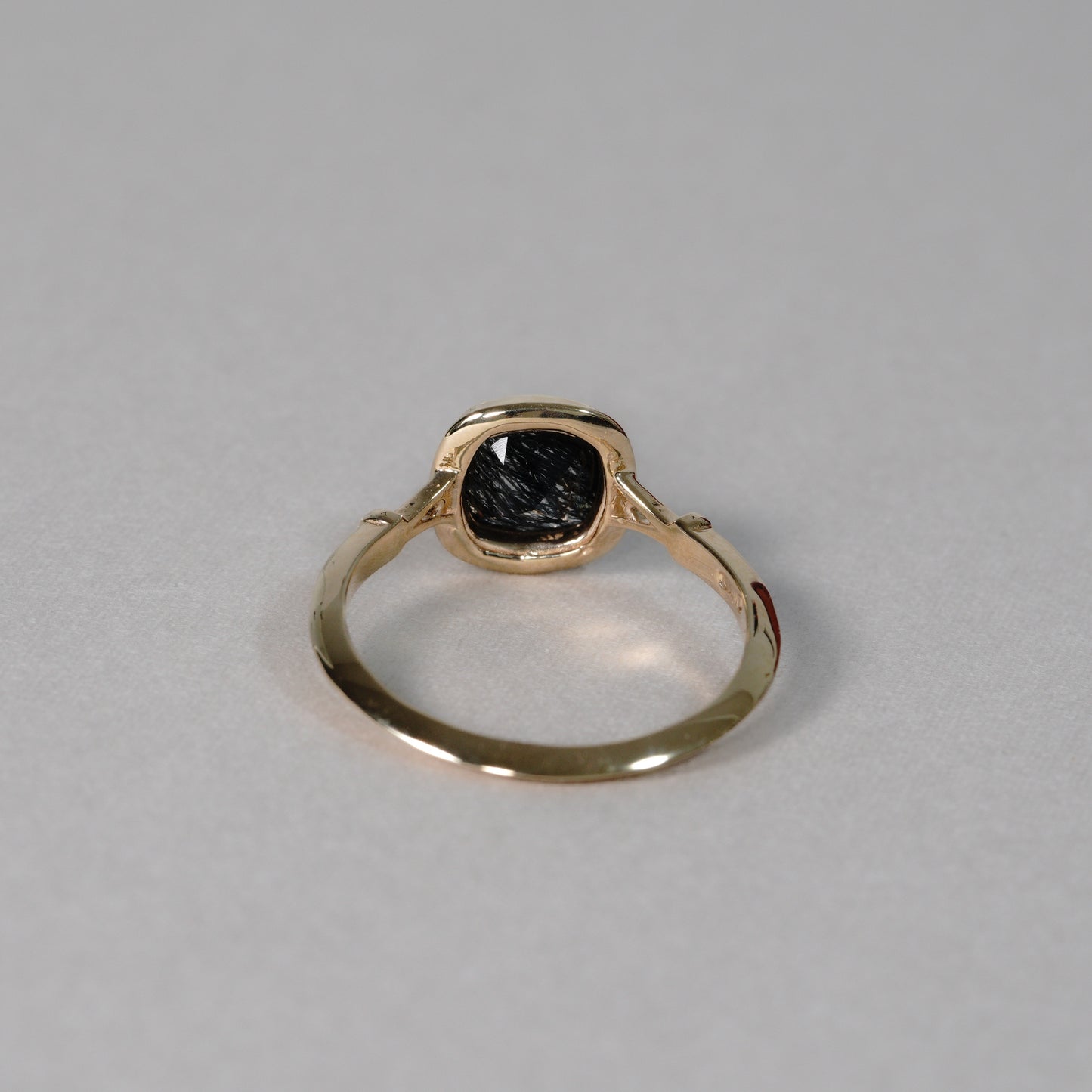 1427 Black Riebeckite in Quartz Ring